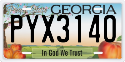 GA license plate PYX3140