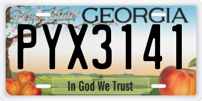 GA license plate PYX3141