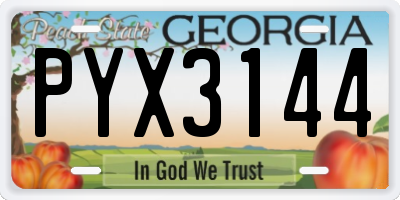 GA license plate PYX3144