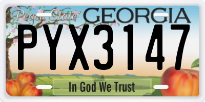 GA license plate PYX3147