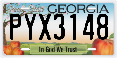 GA license plate PYX3148