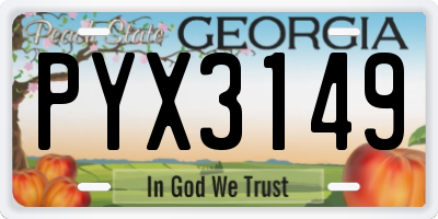 GA license plate PYX3149