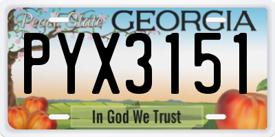 GA license plate PYX3151