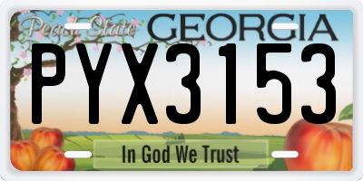 GA license plate PYX3153