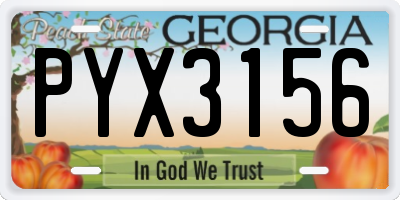 GA license plate PYX3156