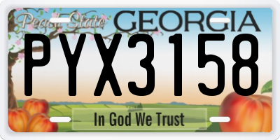 GA license plate PYX3158