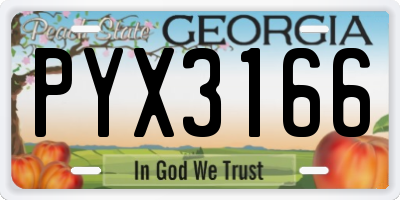GA license plate PYX3166