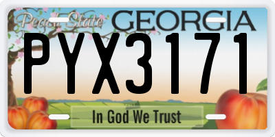 GA license plate PYX3171