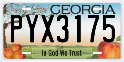 GA license plate PYX3175