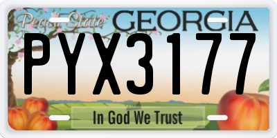 GA license plate PYX3177