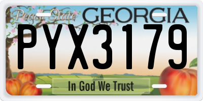 GA license plate PYX3179