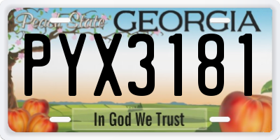 GA license plate PYX3181