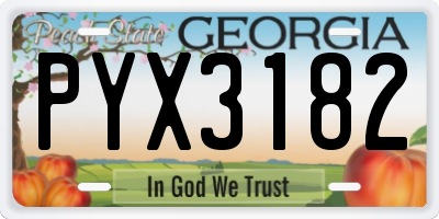 GA license plate PYX3182