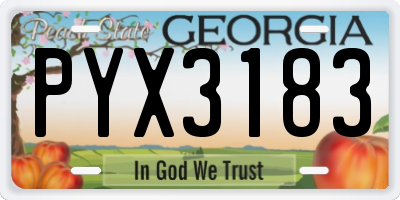 GA license plate PYX3183