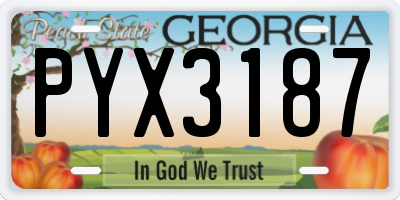 GA license plate PYX3187