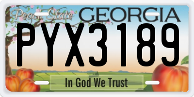 GA license plate PYX3189