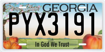 GA license plate PYX3191