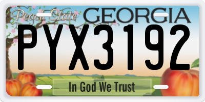 GA license plate PYX3192
