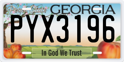 GA license plate PYX3196