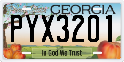 GA license plate PYX3201