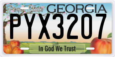 GA license plate PYX3207