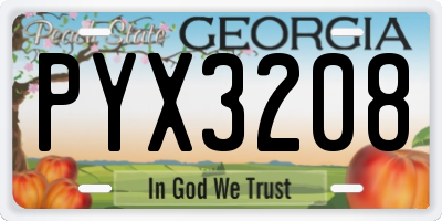 GA license plate PYX3208
