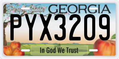 GA license plate PYX3209