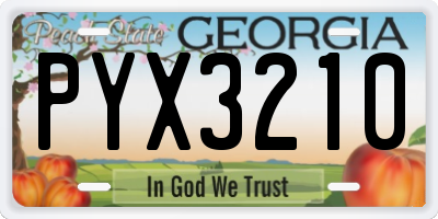 GA license plate PYX3210