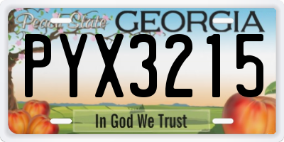 GA license plate PYX3215