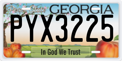 GA license plate PYX3225