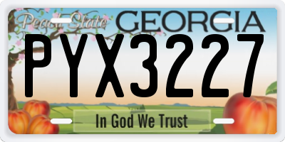 GA license plate PYX3227