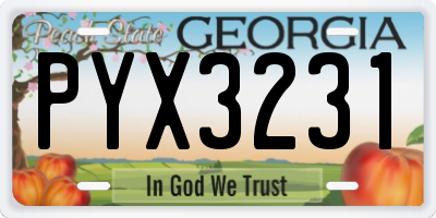 GA license plate PYX3231