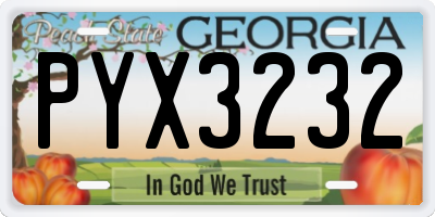 GA license plate PYX3232
