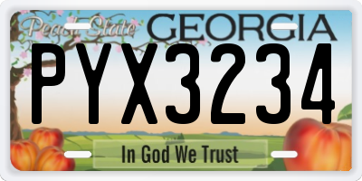 GA license plate PYX3234