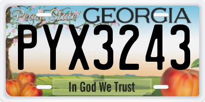 GA license plate PYX3243