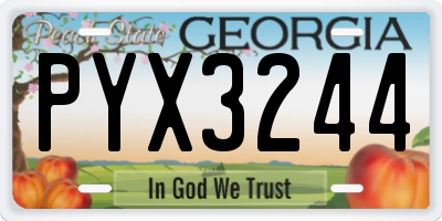 GA license plate PYX3244