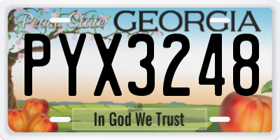 GA license plate PYX3248