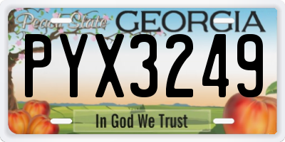 GA license plate PYX3249