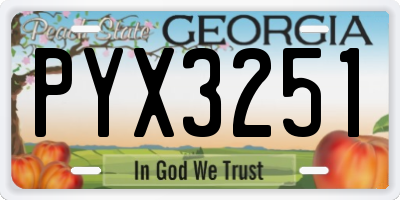 GA license plate PYX3251