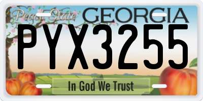 GA license plate PYX3255