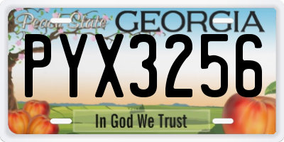GA license plate PYX3256