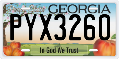 GA license plate PYX3260