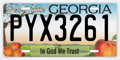 GA license plate PYX3261