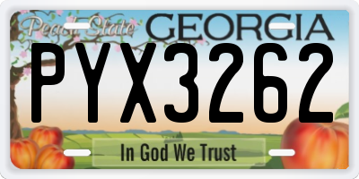 GA license plate PYX3262