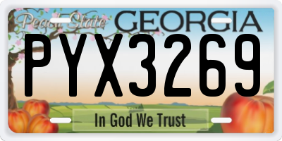 GA license plate PYX3269