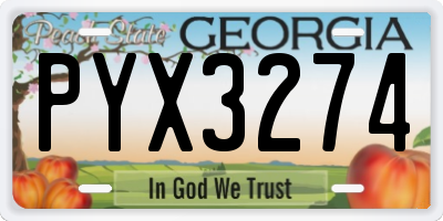 GA license plate PYX3274