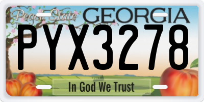 GA license plate PYX3278