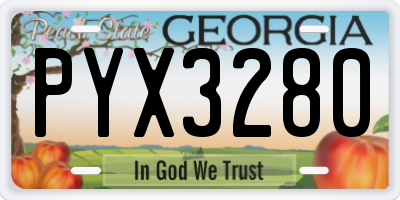 GA license plate PYX3280