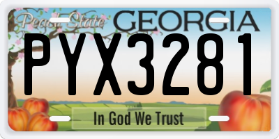 GA license plate PYX3281