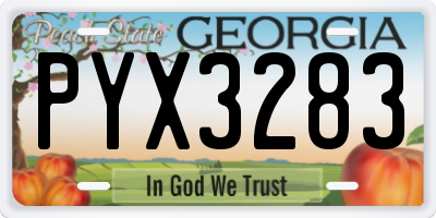 GA license plate PYX3283